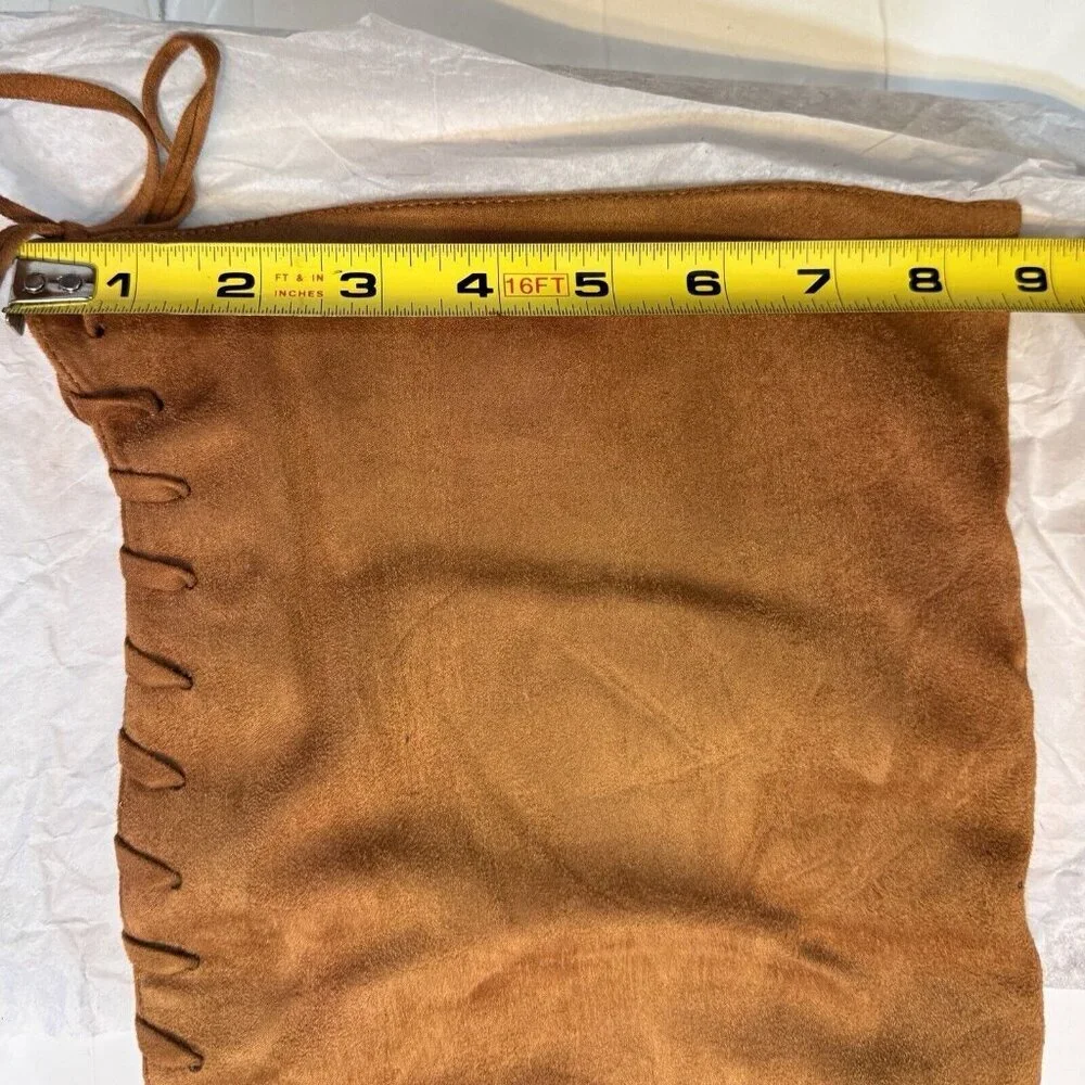 Brown Over-The-Knee Suede Boots Women Size 9.5 Lace-Up Fashion 3.75 In Heels NEW